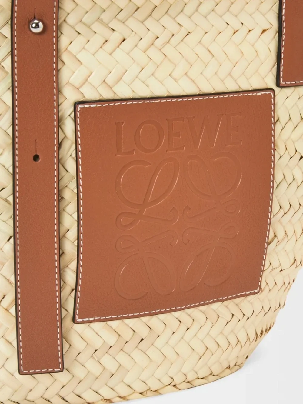 Loewe Straw Tote with Tan Leather Trim